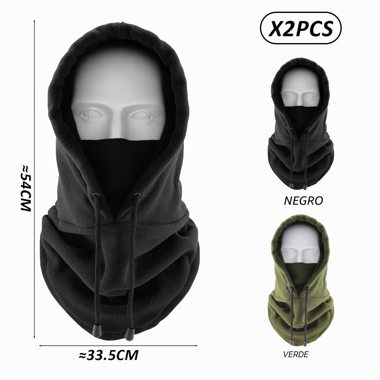 2 máscaras con capucha, máscaras cálidas para hombres y mujeres, capuchas de ciclismo al aire libre, pasamontañas a prueba de viento, adecuadas para ciclismo, correr, escalada y clima frío