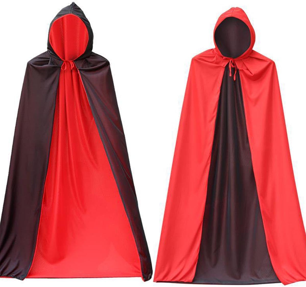 Unisex Christmas Halloween Witch Party Reversible Hooded Adult Vampires Cape Cloak Double Face Red Black Hooded Cloak - Image 4