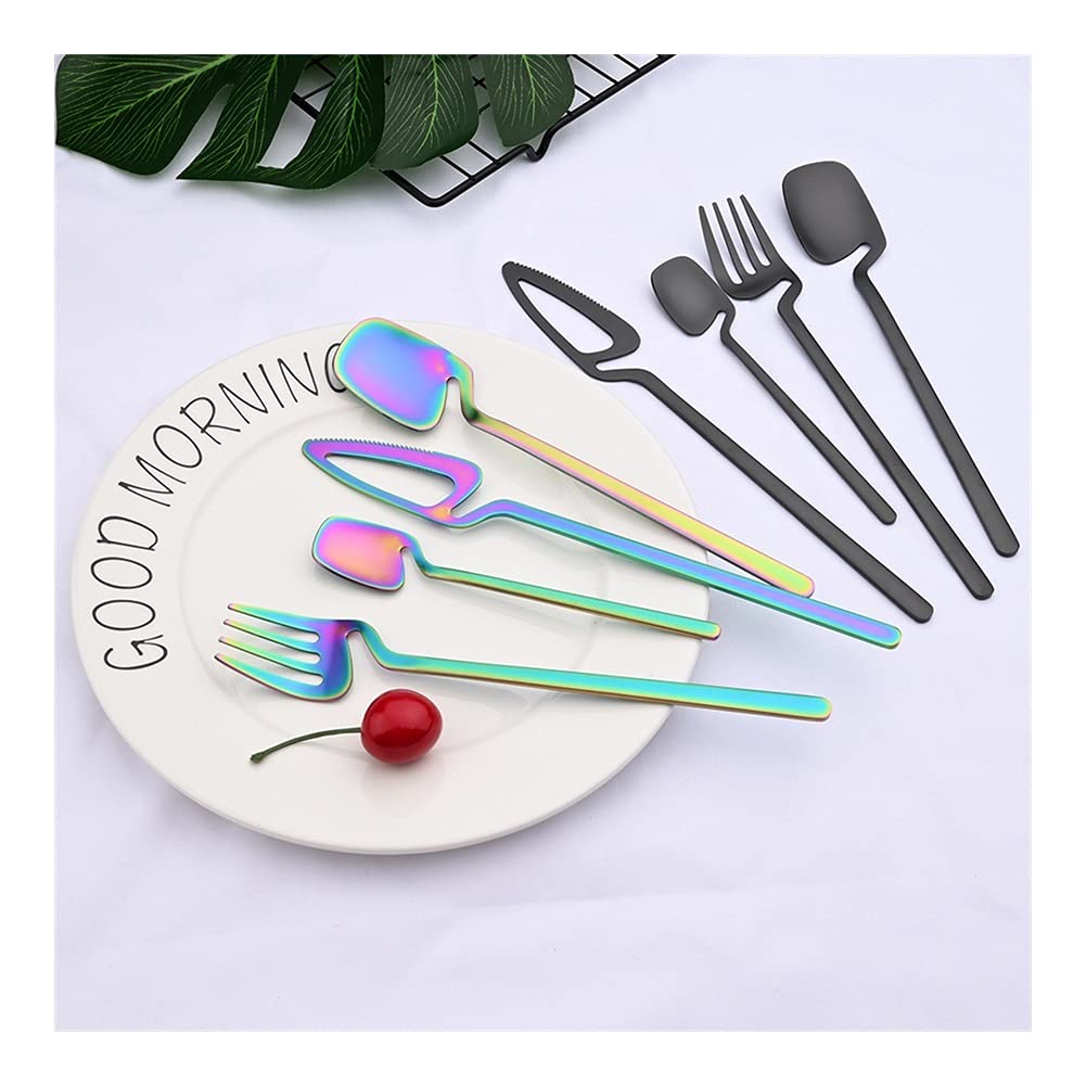 Łyżki 16 sztuk Czarny Zestaw sztućców Noże Desery Forksy łyżki obiadowe Zestaw 304 Zestaw stołowych ze stali nierdzewnej Zestaw Strona główna Kitchen Silverware Set Zestawy sztućców