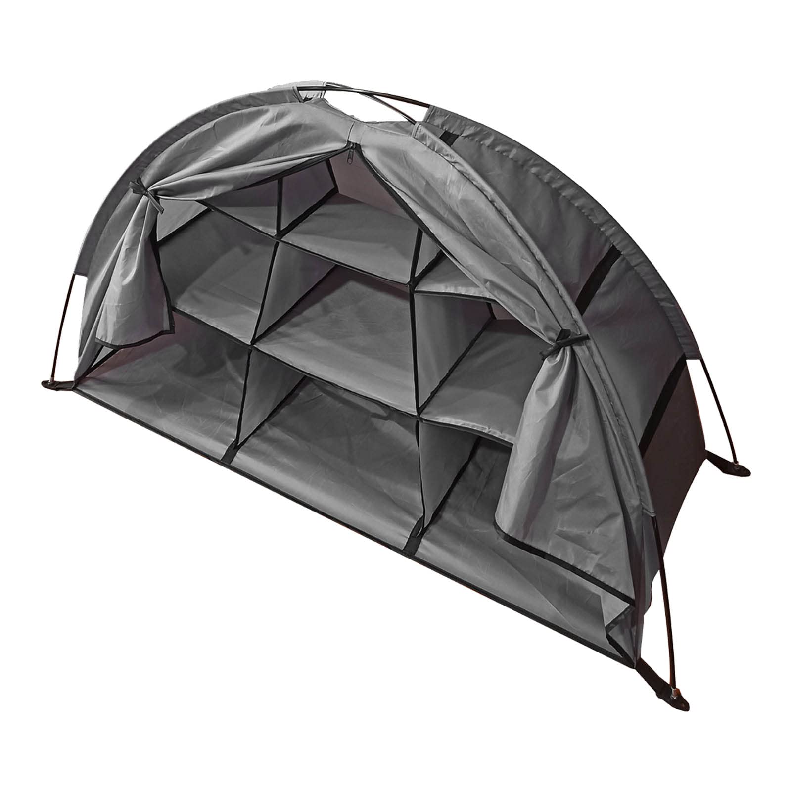 Acouto Organizzatore Pieghevole da Campeggio, Armadietto Portatile Pieghevole a Forma di Tenda di Grande capacità con 9 Ripiani per Stoviglie per Barbecue da Picnic in Casa (GRAY)