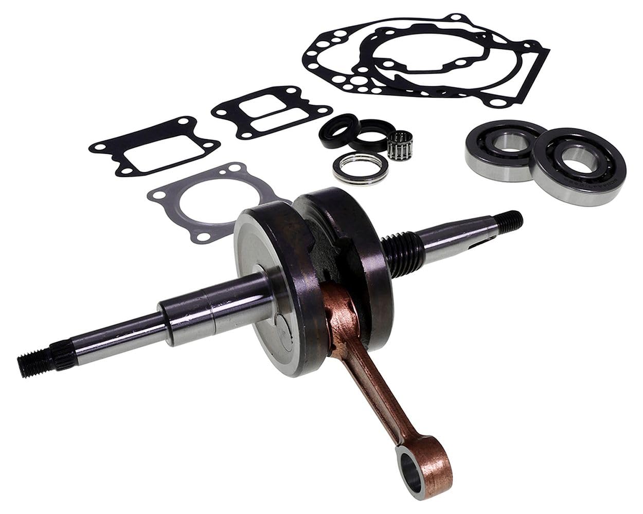 Kurbelwelle Set kompatibel mit Peugeot stehend Euro 1 AC/LC, Speedfight 1/2, Buxy, TKR, Limbo, Gipsy, Hercules, inkl. Lager, Wellendichtringe und Motordichtsatz