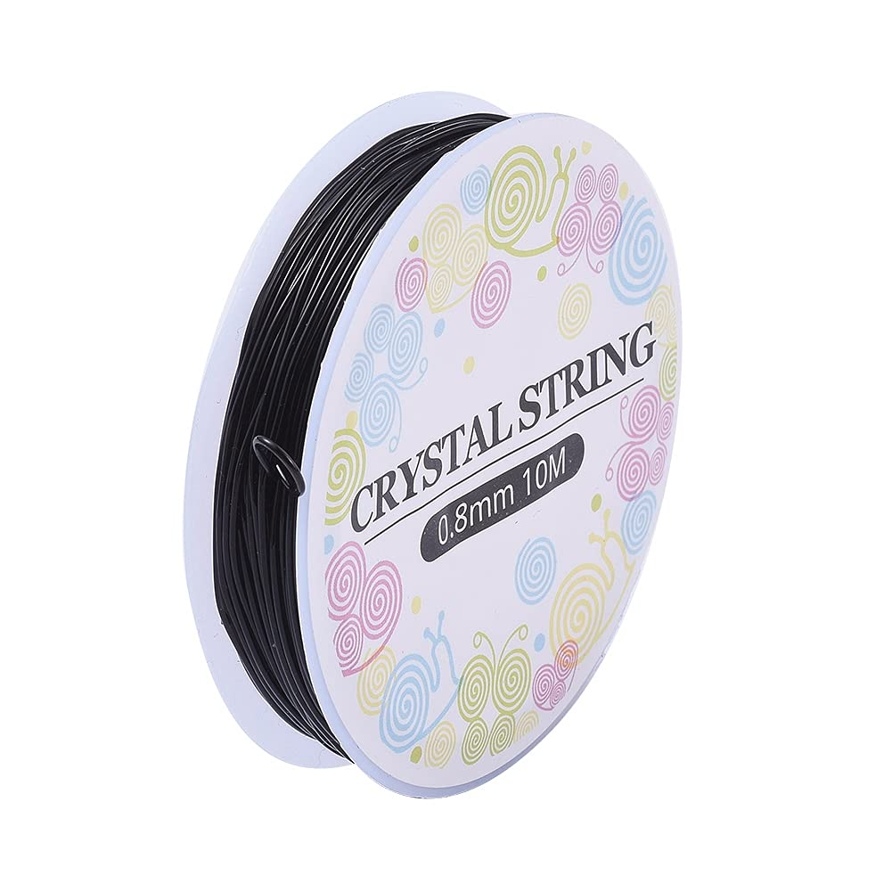 Cheriswelry 10 Rolls Elastic Crystal Thread 0.8mm Black Stretchy String Bead Cord with Spool for Beaded Jewellery Necklace Bracelet Earring Making
