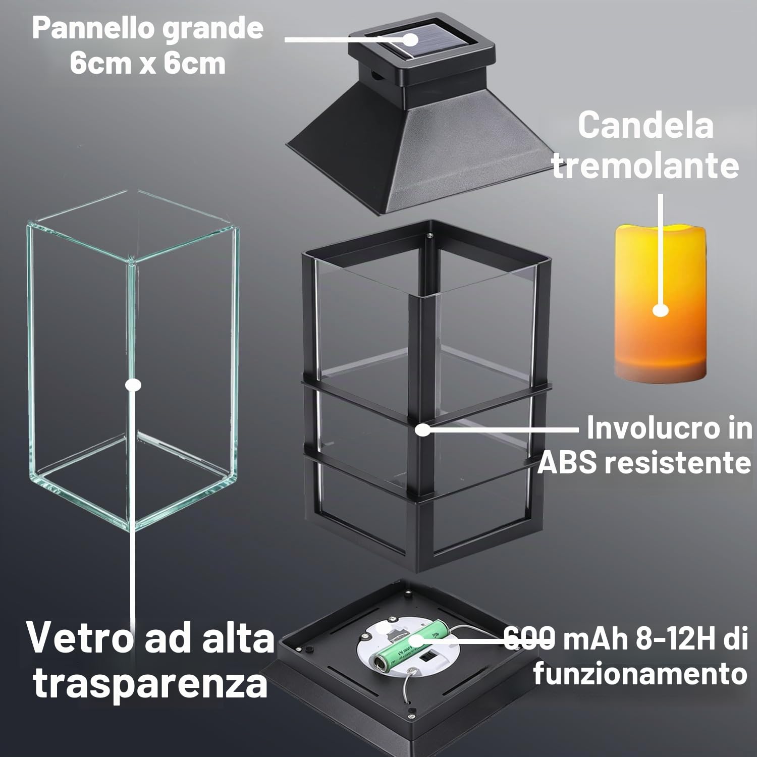 Lanterne Solari da Esterno 2 Pezzi Lanterne Solari da Giardino, Luci Solare da Appendere IP44 Impermeabile Lampade Solare da Esterno per Patio Terrazza Cortile Decorazioni