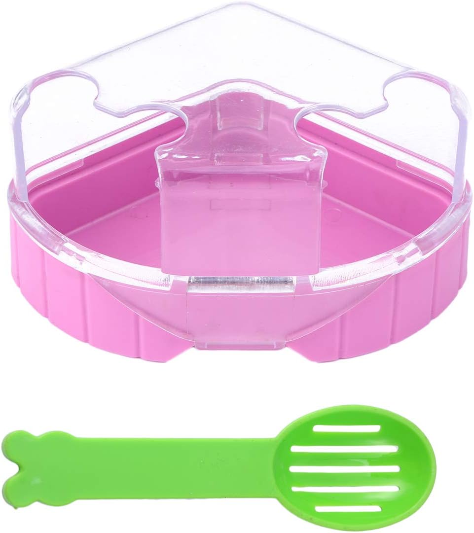 POPETPOP Hamster Bathroom,Hamster Plastic Bathroom 2 Mouths Potty Bath Sand Room Sauna Triangle Lovers Bath Cage with Shovel