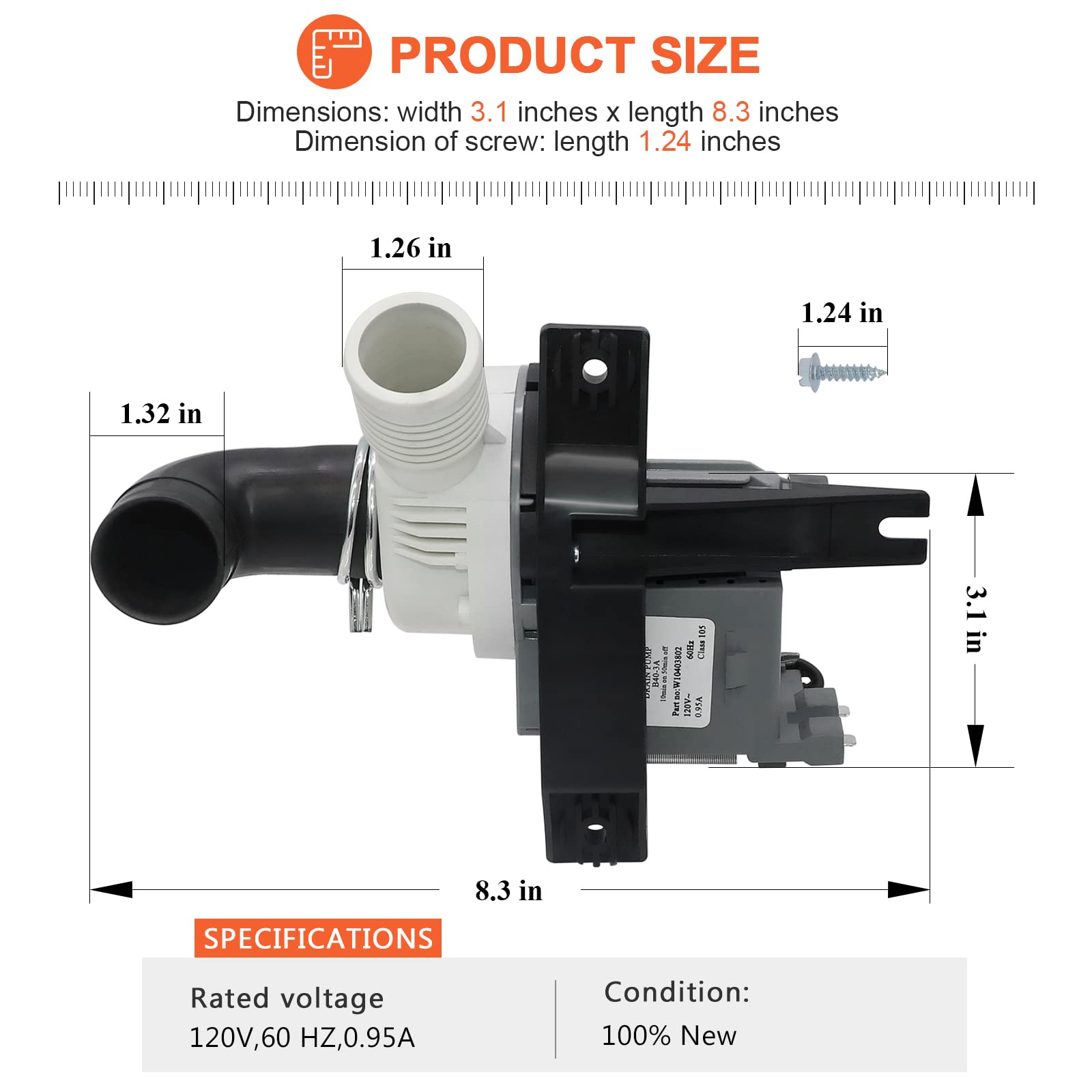 Amazon.com: W10409079 Washer Drain Pump Fit for Whirlpool Maytag