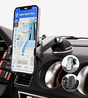 3in1 Phone Mount for Car, Military-Grade Suction & Stable Hook, Long Arm Suction Car Phone Holder, Super Stable Universal Cell Phone Holder Mount Dashboard Windshield Vent Compatible Fit All Phone.
