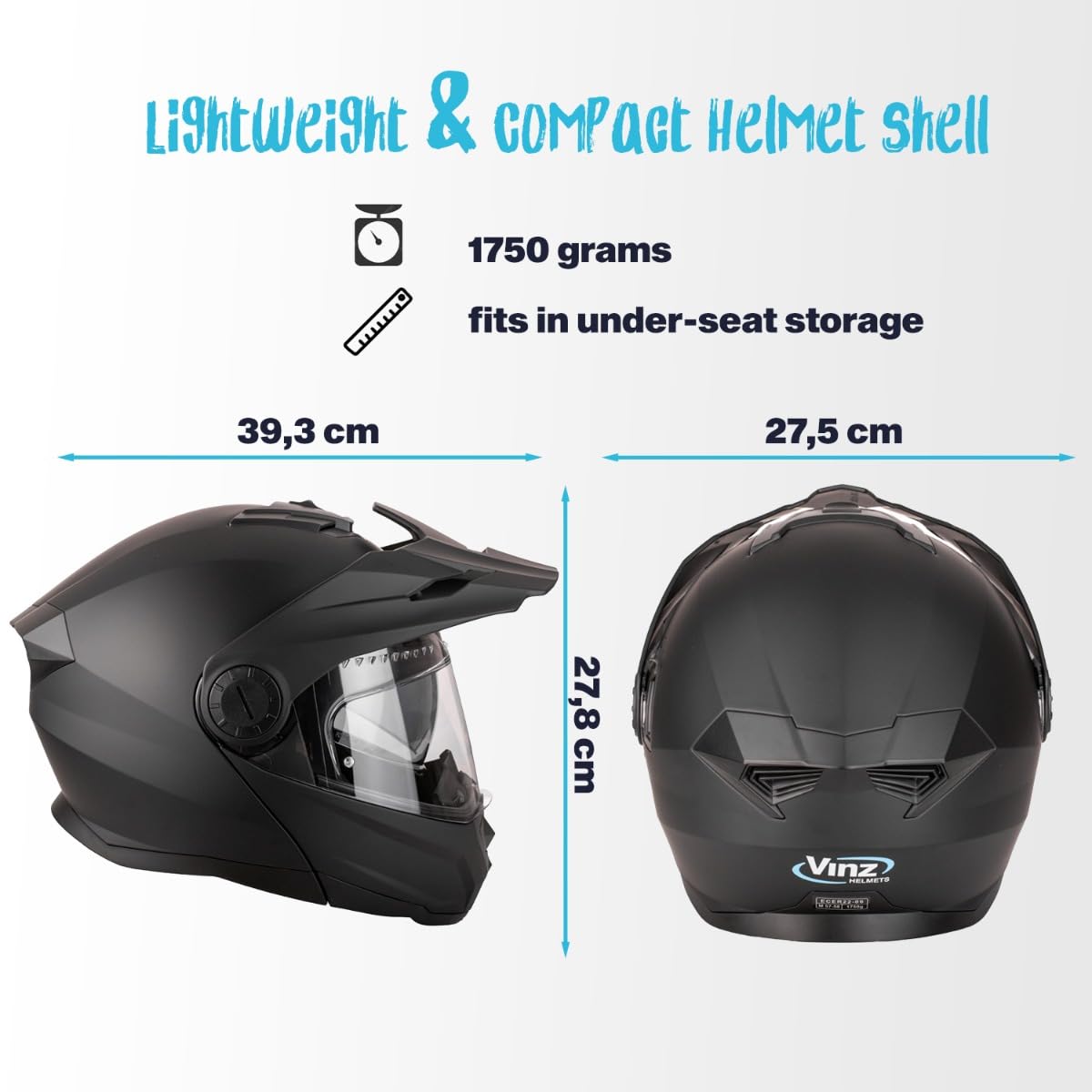 VINZ Prado Enduro Helm mit Sonnenblende | Klapphelm mit ECE 22.06 | Motorrad Helm Integralhelm Crosshelm | Motorradhelm Klappbar | In Gr. XS-XXL