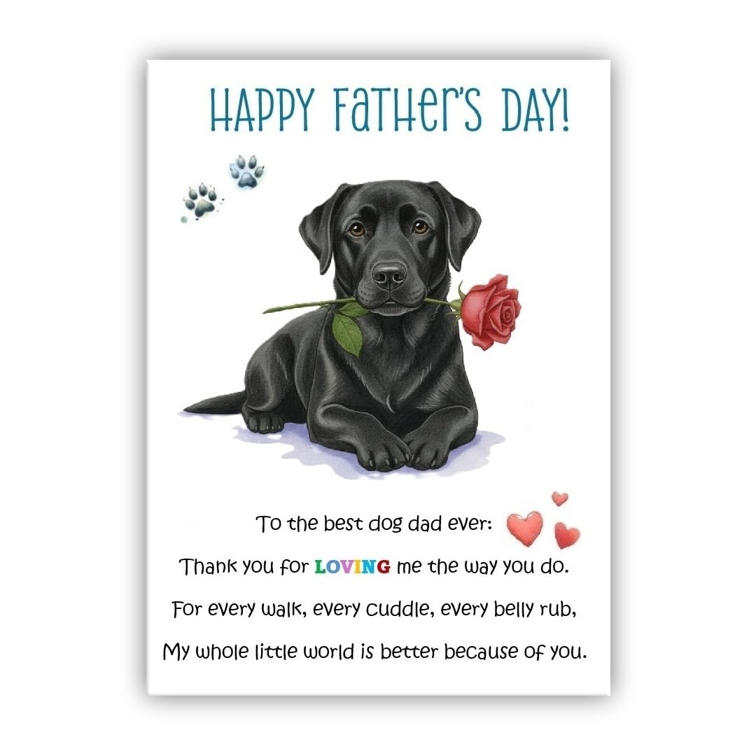Father’s Day Card From the Dog. Multiple Breeds Available. Cute Fathers Day Pet Card. To The Best Dog Dad Ever (• Black Labrador)