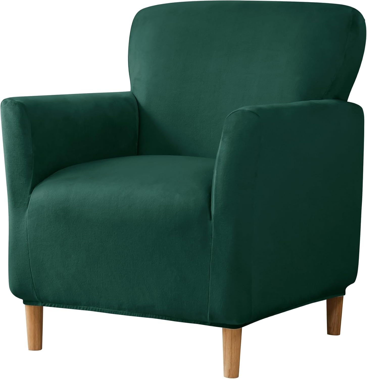 WJHDWYD Stretch Armchair Cover 1 Seater, Velvet Club Chair Cover Washable Chesterfield Armchair Cover Armchair Protector for Living Room Tub Chair Sofa(Verde Oscuro)