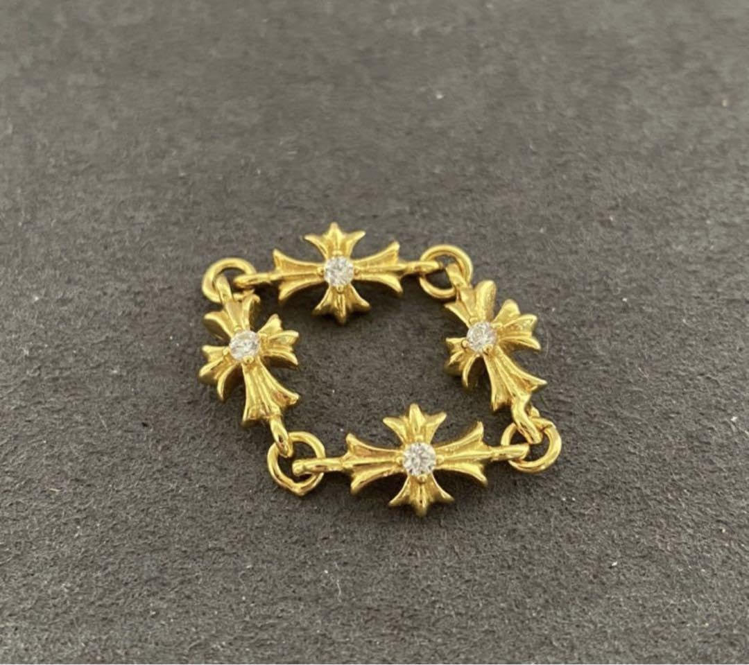 Amazon.co.jp: シルバー925素材 22KGP ゴールドクロスリングタイニー