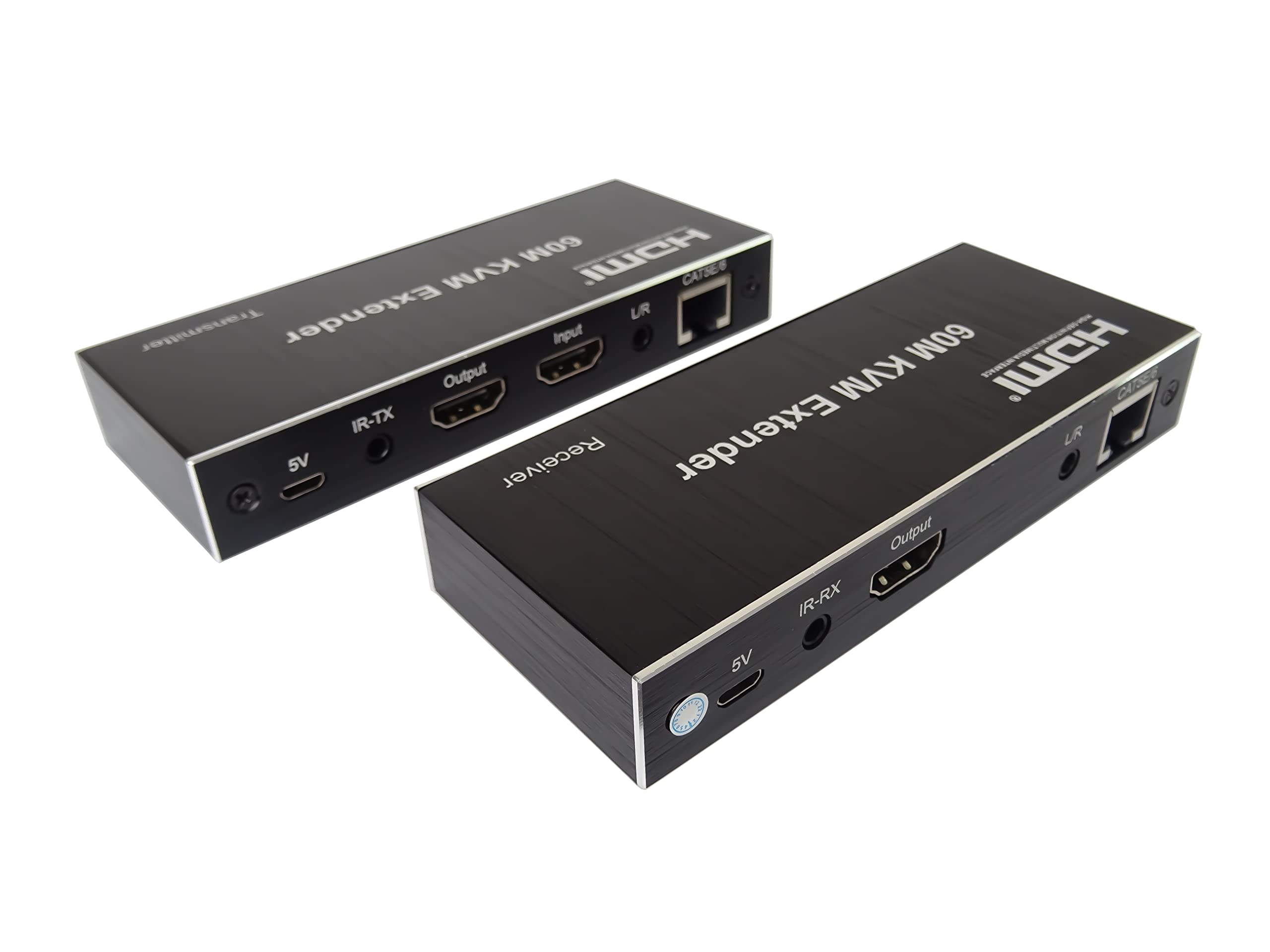 PremiumCord Extender HDMI KVM con 2 x USB Fino a 60 m con Audio Tramite Cavo Patch Cat5e/Cat6, Compatibile con Full HD 1080p 60Hz, alloggiamento in Metallo