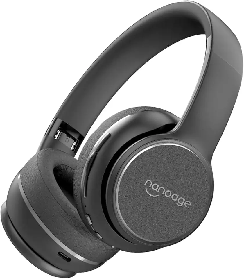 Nanoage Headset Fone de Ouvido Bluetooth Headphone Headset Gamer Redução de Ruído com Microfone e Energia para 75 Horas Logotipo de Metal em Relevo (PRETO)