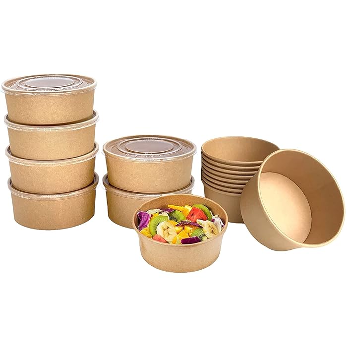 Buy 32oz Paper Salad Container Bowls with Lids [50 Sets, 32oz, 1000ml