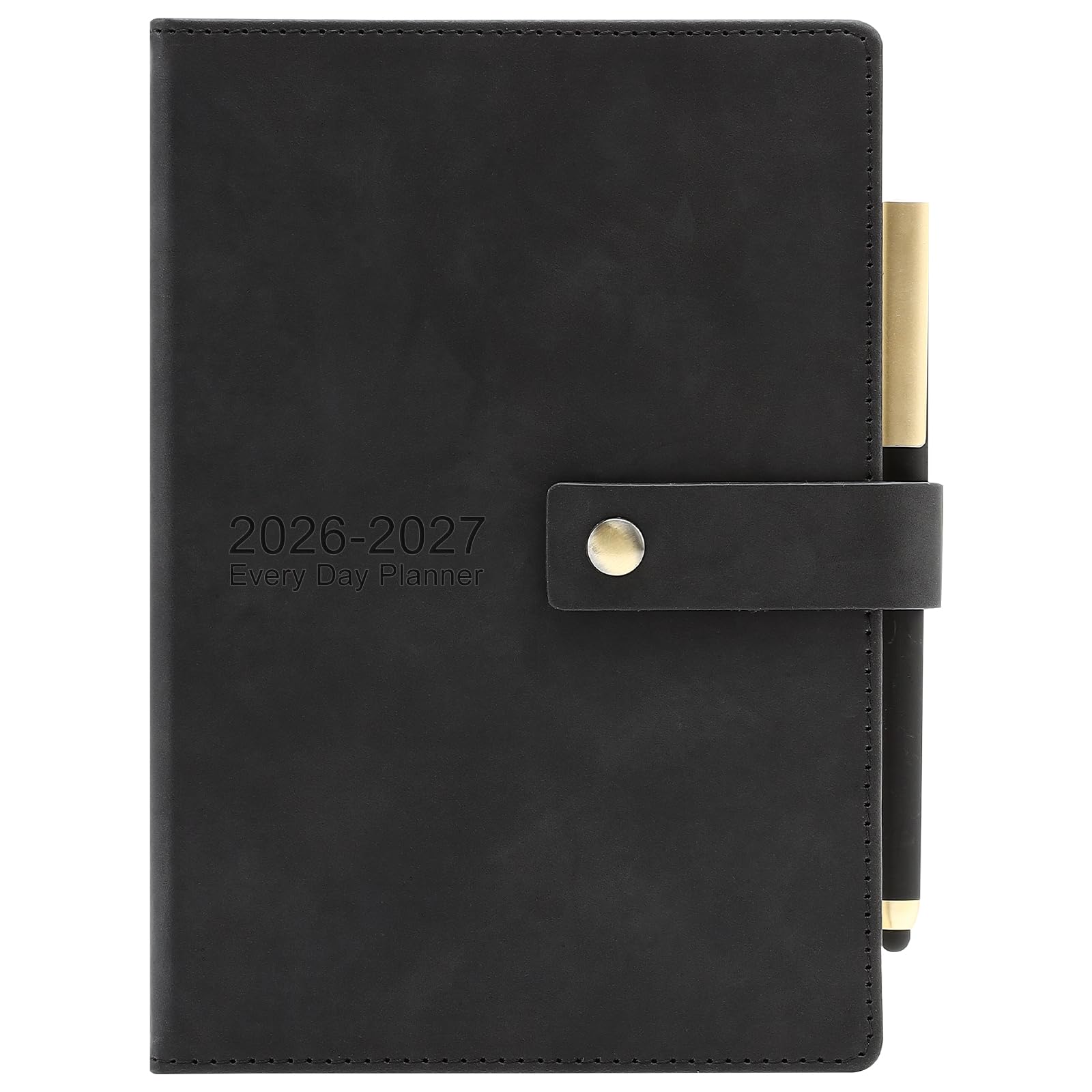 Academic Diary 2026-2027, Daily Planner, A5 Day Per Page,Daily Diary from Jul 2026 - Jun 2027,Hard Cover Organisers Journals with Pen,Bookmark,Monthly Tabs,Stickers (Black)