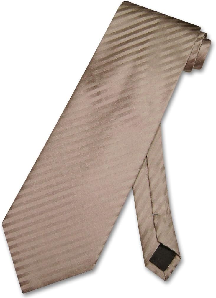 Vesuvio Napoli Men's Dress Vest NeckTie MOCHA Lt. BROWN Vertical Striped Design Neck Tie Set
