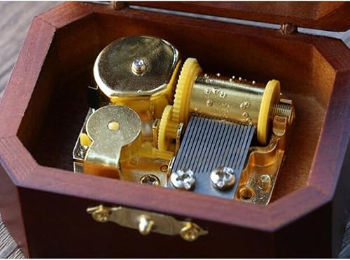 Miniatura 2 de FnLy Caja musical de madera grabada antigua, You are My Sunshine, con movimiento chapado en oro, octogonal