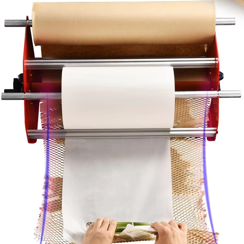 Dozownik rolek papieru pakowego, ręczny uchwyt na papier pakowy do biura, ochrony transportu, przenoszenia i pakowania, pasuje do maksymalnej szerokości papieru 50 cm