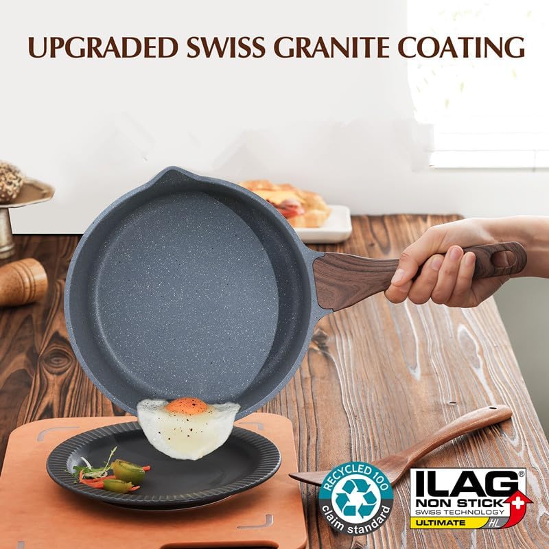 SENSARTE Nonstick Sauce Pan with Double Spout, 3.0 Quarts Swiss Granite Coating Sauce Pot with Lid Medium Kitchen Cooking Pot, Induction Comptable Saucepan, Free of Intentionally Added PFOA - Image 4