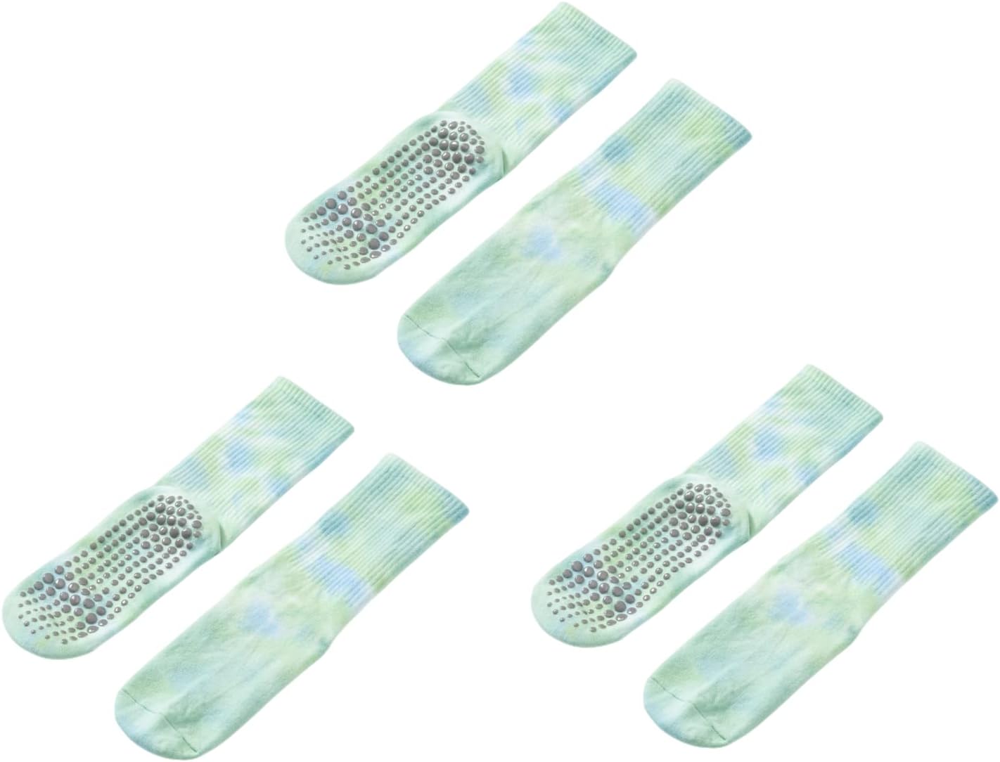 Women's Yoga Pilates Socks with Grips Non Slip Colorful Tie Dye Cushioned Crew Socks for Ballet Dance