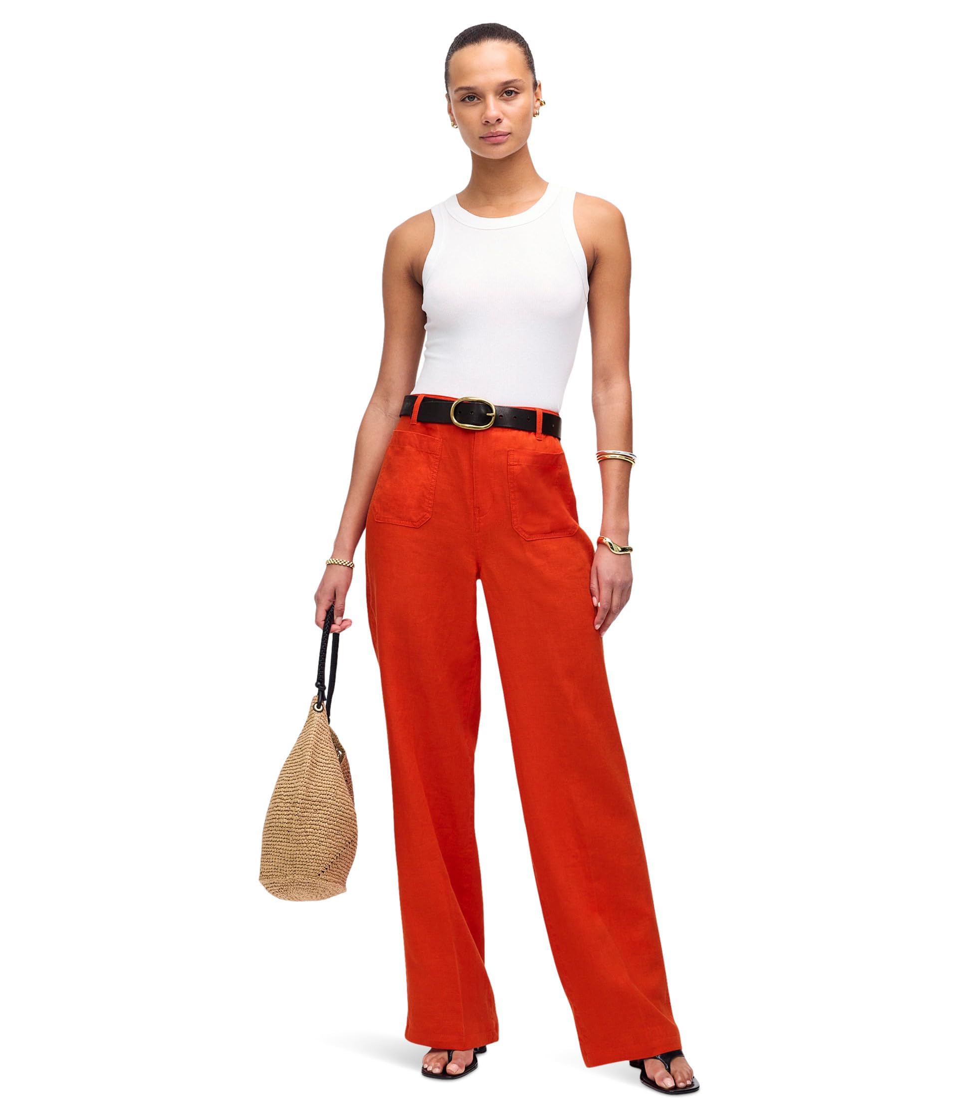 Madewell Womens Patch Pocket Flare - 100 Linen