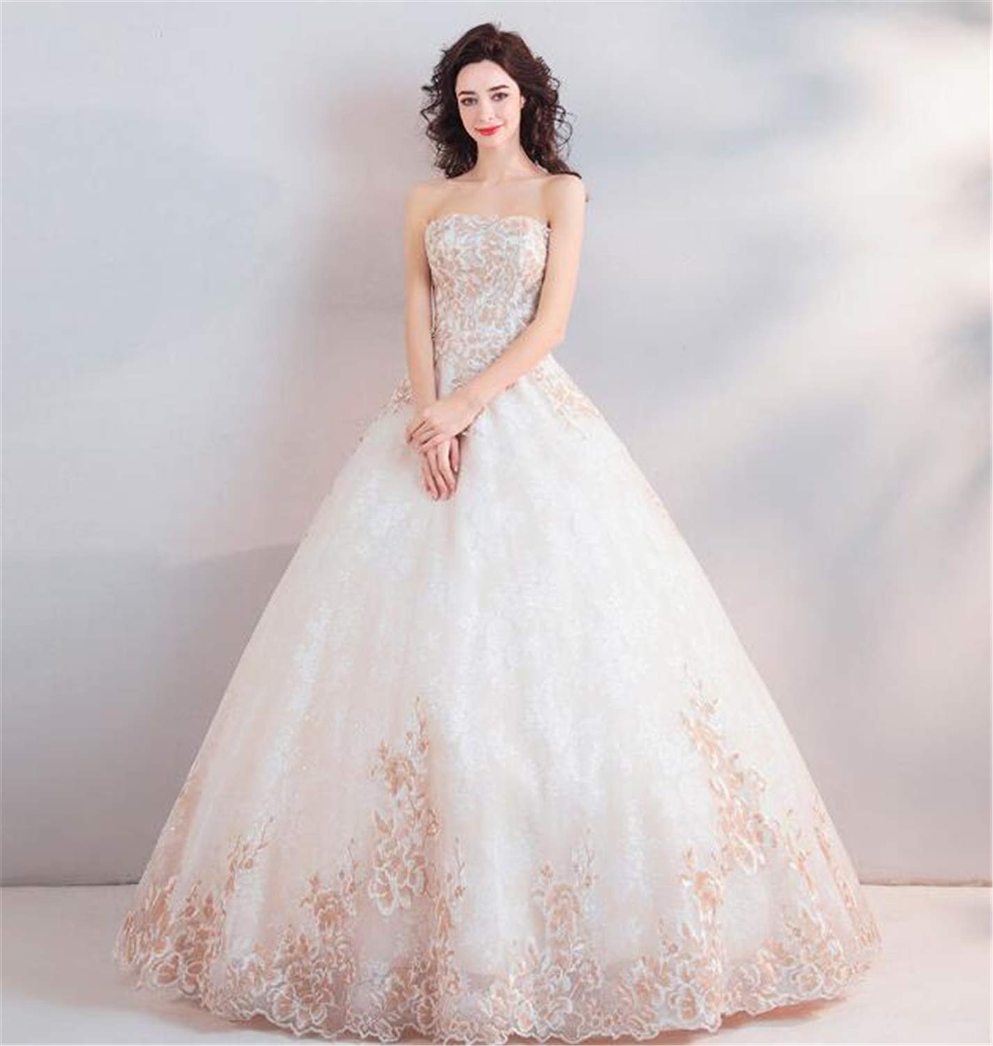 Amazon.co.jp: ウェディングドレス,エレガントな女性のストラップレス  