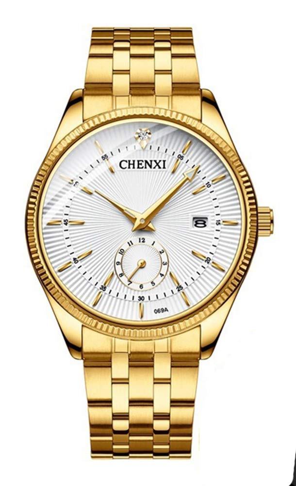Reloj de Pulsera para Pareja de Acero Inoxidable Resistente al Agua, Reloj de Cuarzo, Reloj Dorado para Hombres y Mujeres