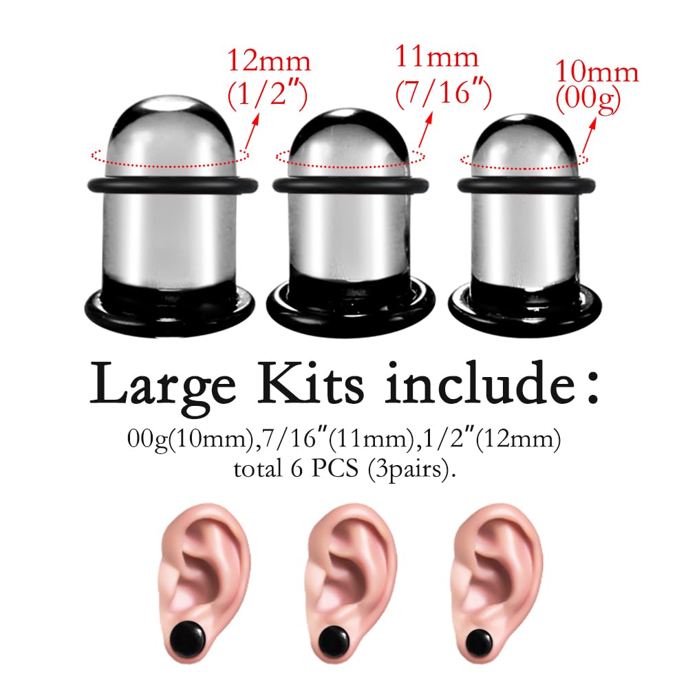 12 szt./10 szt./6 szt. pojedyncze zestawy do rozciągania szkła krótki ekspander stożkowy z gumowymi o-ringami, 1,6-12 mm (14G-00G) pełnowymiarowe tunele zatyczki do uszu, 6 kolorów