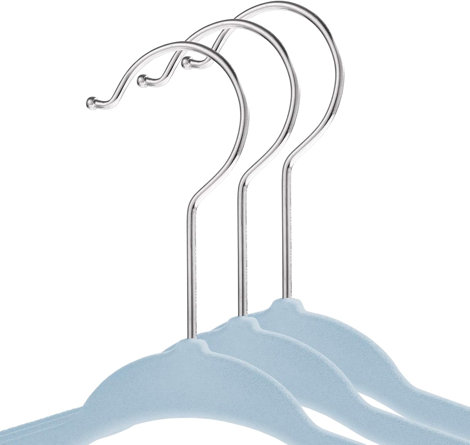 Casafield 50 Velvet Baby Hangers - 11" Size for Infant & Toddler Clothes - Light Blue - Image 2