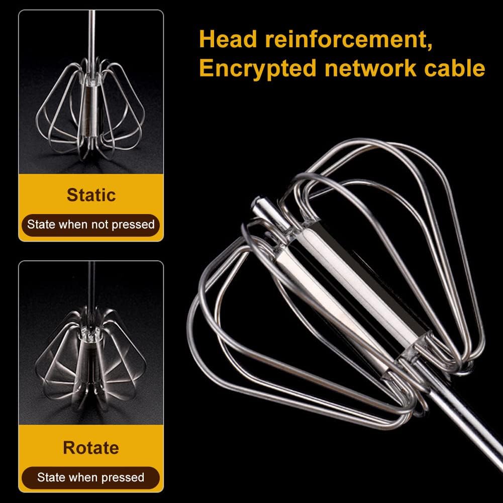 Egg Whisk, Stainless Steel Egg Beater Hand Push Whisk Blender and Egg