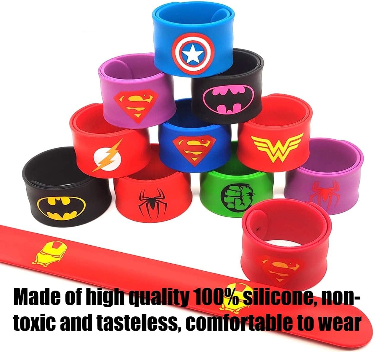 KAHEIGN 10Pcs Superheroes Slap Bands for Kid Silicone Wristband Marvel Avengers Slap Bracelet Bands Party Bag Fillers for Birthday Easter Halloween Christmas Party Favors - Image 3