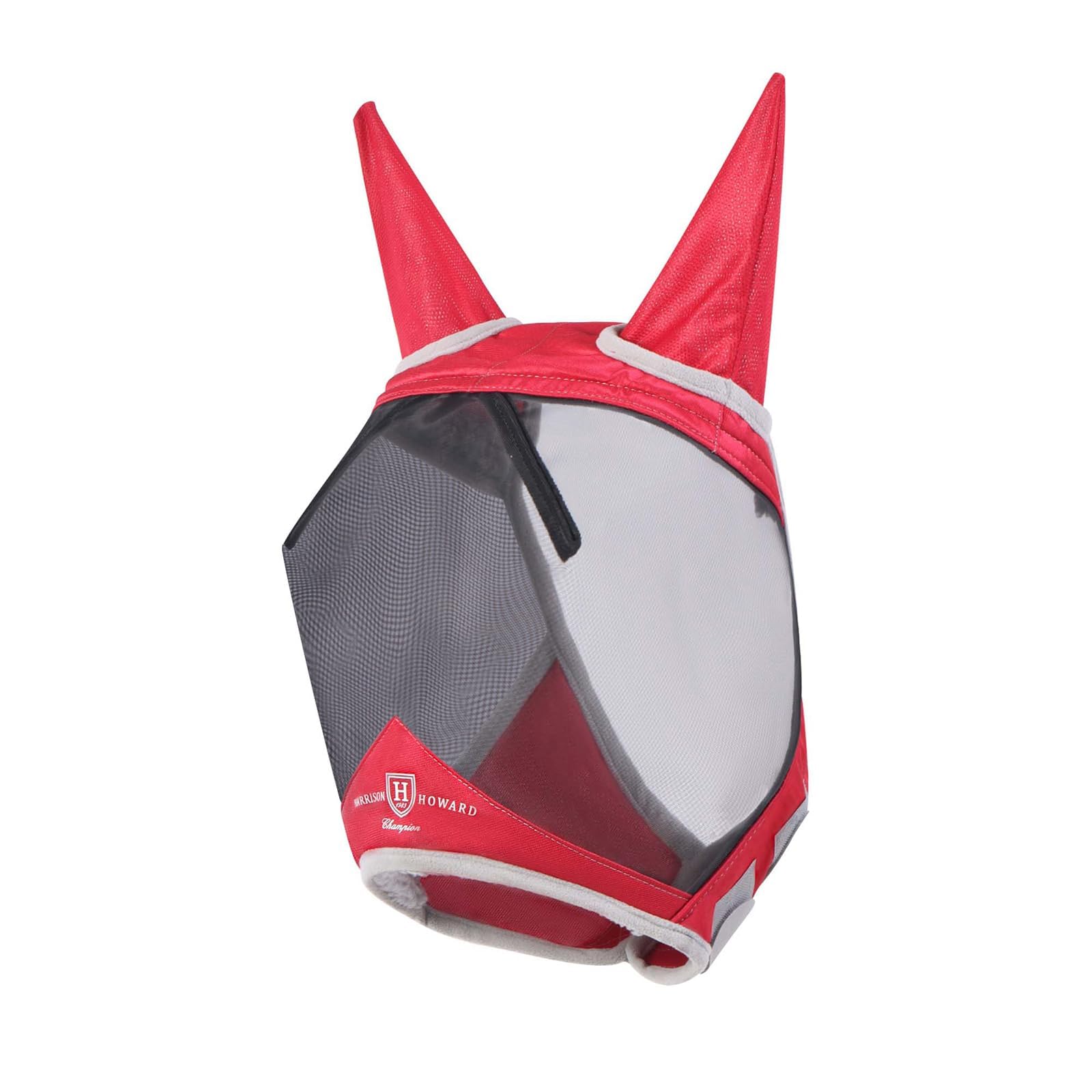 Harrison Howard CareMaster Pro Masque anti-mouches lumineux pour cheval - Grand espace pour les yeux avec oreilles, standard - Protection UV pour cheval - Rouge, XL, full extra