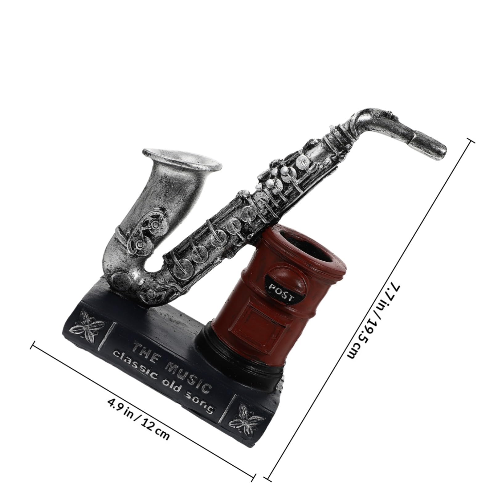 Portapenne Decorazione da Tavolo Multifunzionale Strumento Musicale Design Unico in Resina Rossa per Studenti e Arredamento Casa