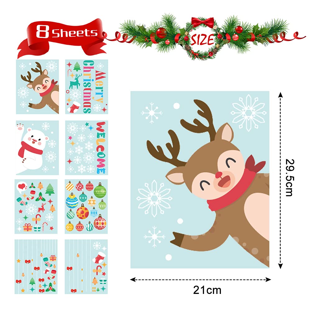 Adesivi Natalizi Per Finestre Graz Design – 8 Fogli Con Oltre 100 Pezzi, Fiocchi Di Neve, Pupazzi Di Neve, Renne – PVC Statico Riutilizzabile, Senza Colla, Per Vetri E Specchi - 5