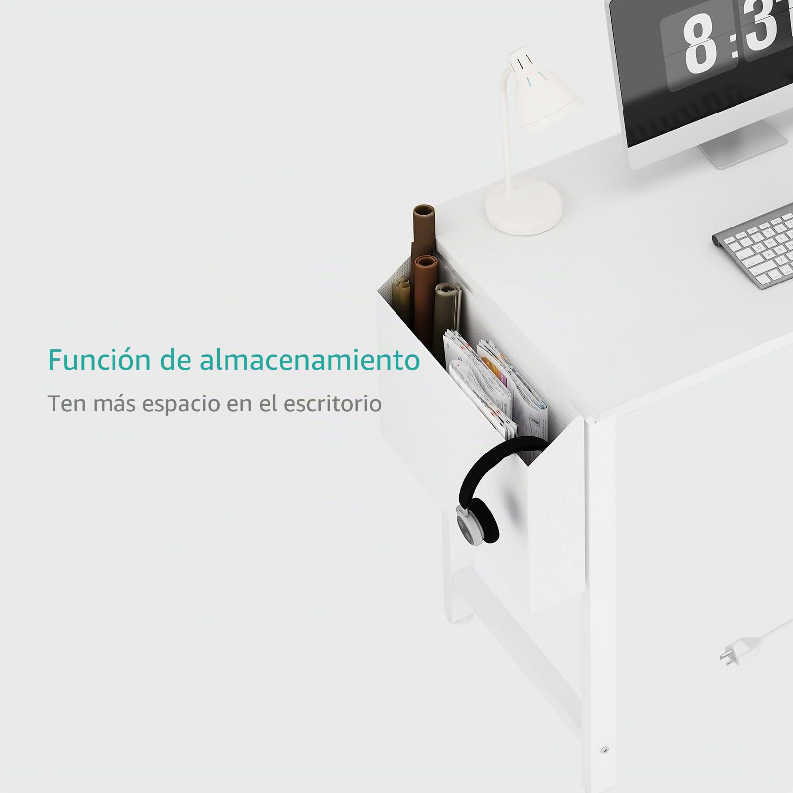 Lufeiya Escritorio Blanco Pequeño Mesa Escritorio en l de Ordenador,Escritorio Esquina Reversible para Oficina Juveniles 100X50CM