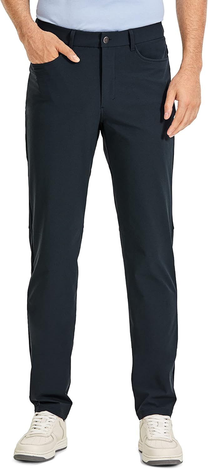 CRZ YOGA Men's Stretch Golf Pants - 33"/35'' Slim Fit Work Pants Stretch Waterproof 5-Pocket Thick Travel Pants