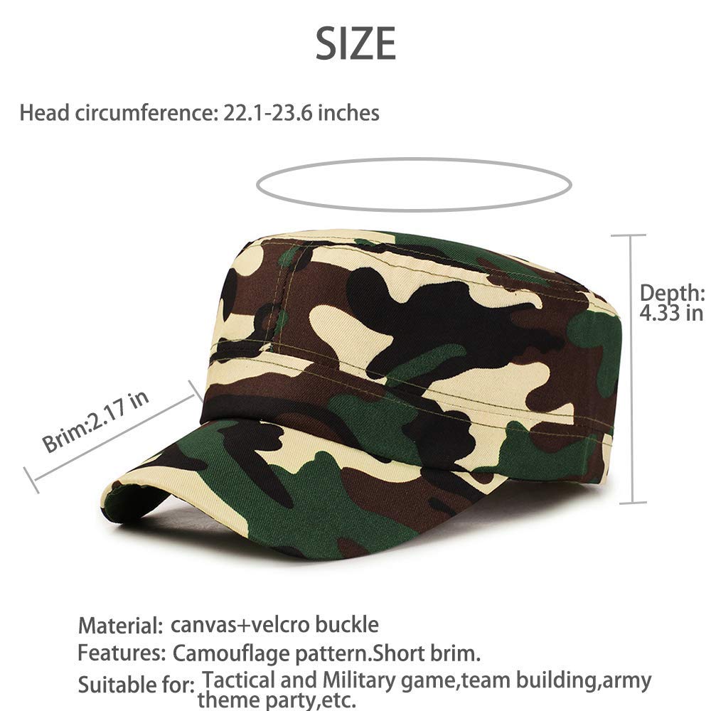ZffXH Commercio all'Ingrosso 6/12 Pack Camouflage Tactical Army Hat Estate Militare Cadetto Baseball cap,Flat Top