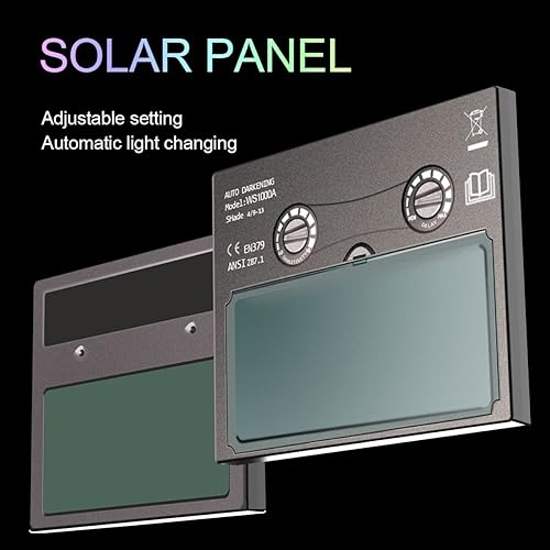 Miniatura 6 de TIANLYLIN Casco de soldadura con oscurecimiento automático, capucha de soldadura de energía solar, rango de sombra ajustable 49-13 para máscara de
