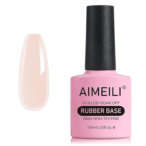 AIMEILI Gel base de goma libre de Hema para uñas, esmalte de uñas de gel transparente UV LED, 4 en 1, fortalecimientomejoracapa base, color (448)