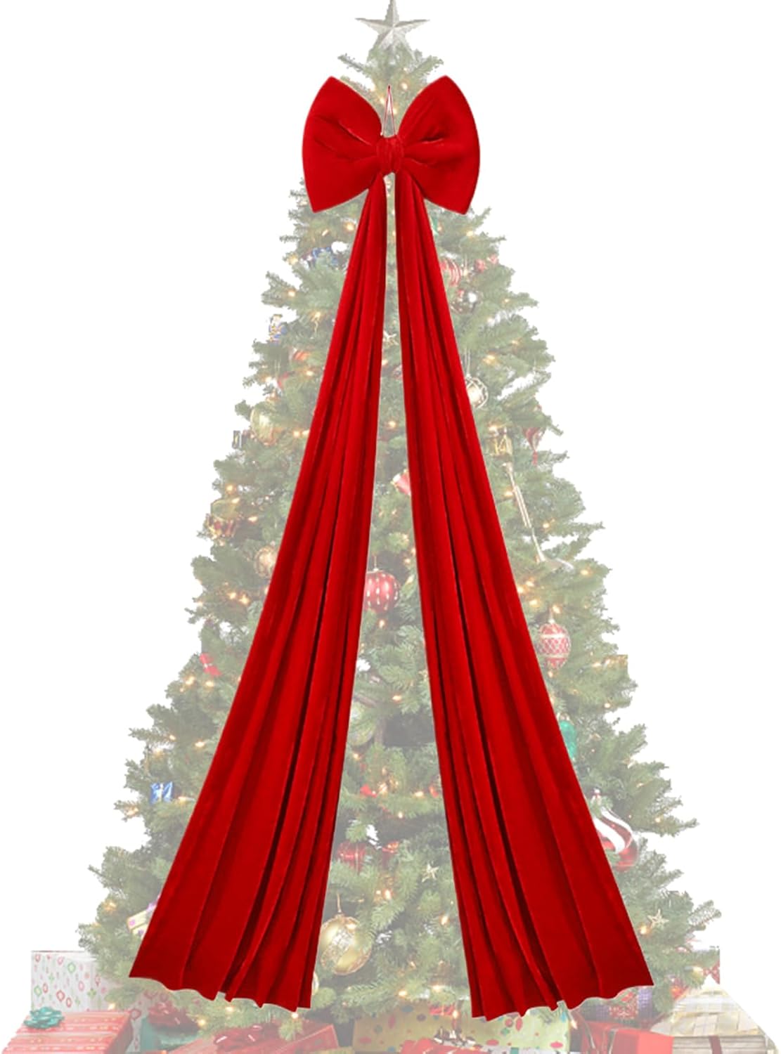Occasion Ready Christmas Bows - Tree Bows |40x200cm, Tree Topper Ties with Rich Color, Centerpiece Seasonal Ribbon with Soft Finish,Holiday Display, Giant Ribbon for Home Office Party Wedding Styling