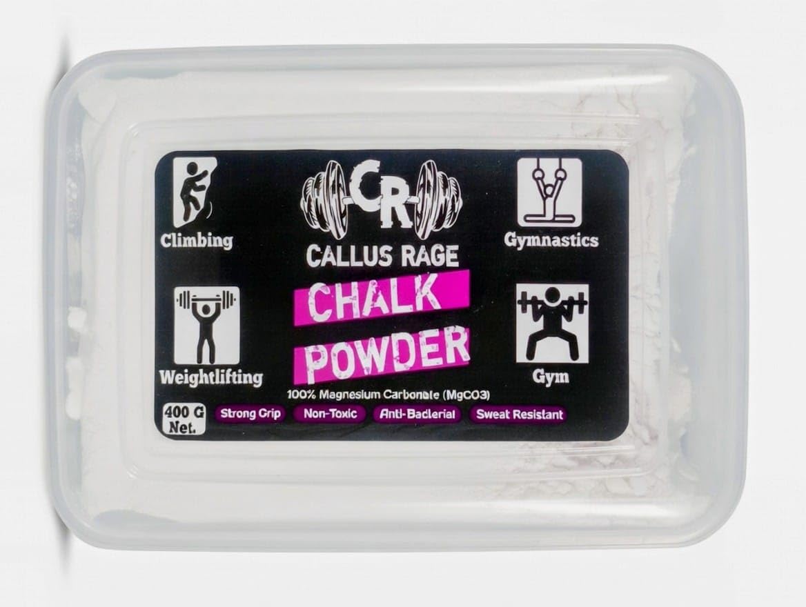 Callus Rage | Premium Gym Chalk Powder 400gm with Storage Box for Weightlifting Climbing Gymnastics Strong Grip