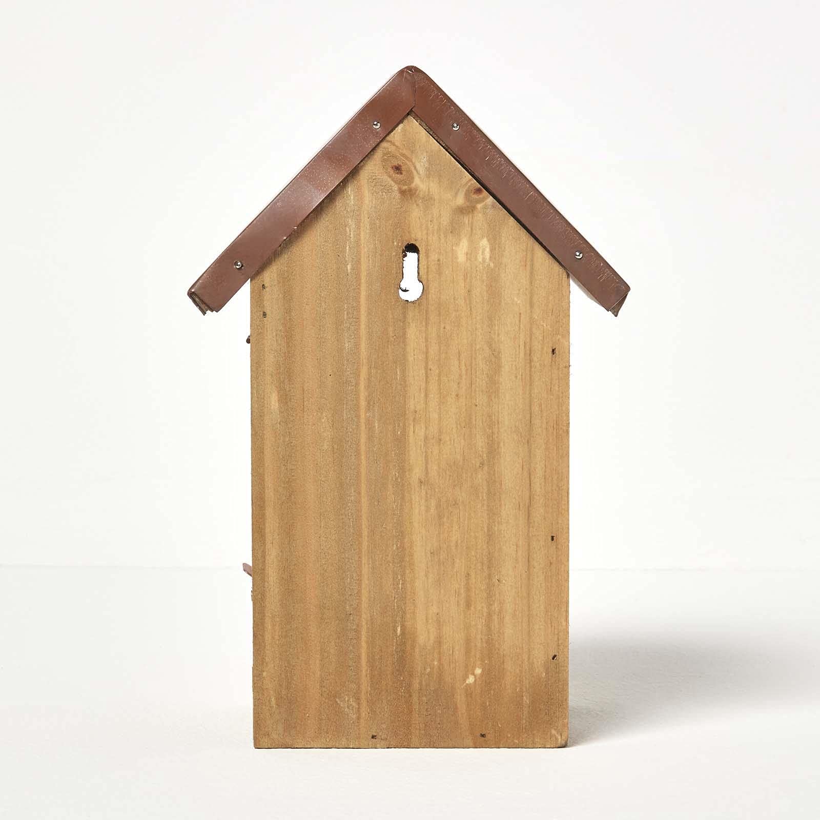 HOMESCAPES Casetta per uccelli in legno massello, con tettuccio in legno di ontano trattato con tetto in rame, per recinzioni o alberi, 30 cm x 13 cm