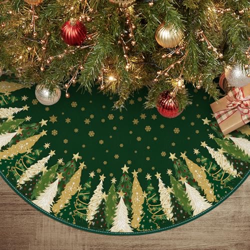 AVOIN colorlife Trees Star Snowflake Green Christmas Tree Skirt 36 Inch