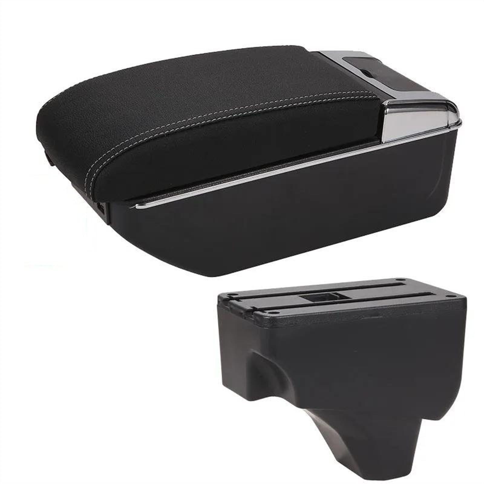 NOHEEU Car Center Console Storage Box Multifunctional Armrest Interior Accessories For 208 2008 2019-2024(A3 Black white 7USB)