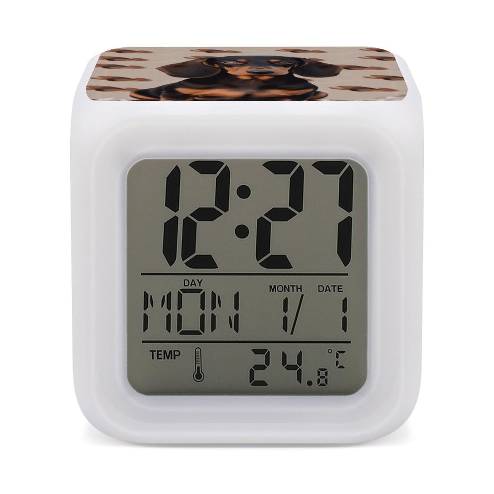 Reloj despertador digital LED de 7 colores con termómetro para casa y oficina