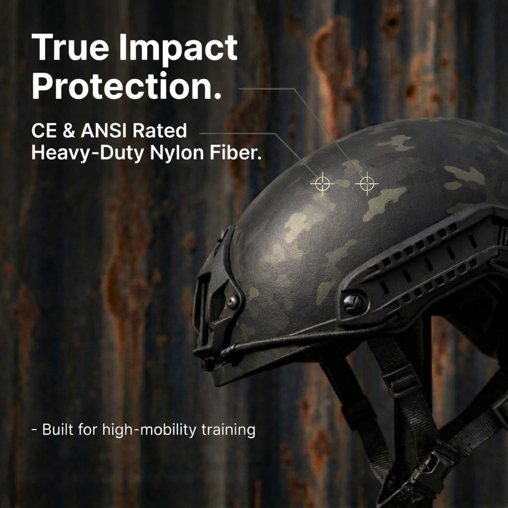 DLP Lightweight Tactical Bump Helmet – ImpaX Extreme Plus High Cut Fast Helmet, OPS Core Style MICH/ACH Military Airsoft Helmet w/NVG Mount & Accessory Bundle