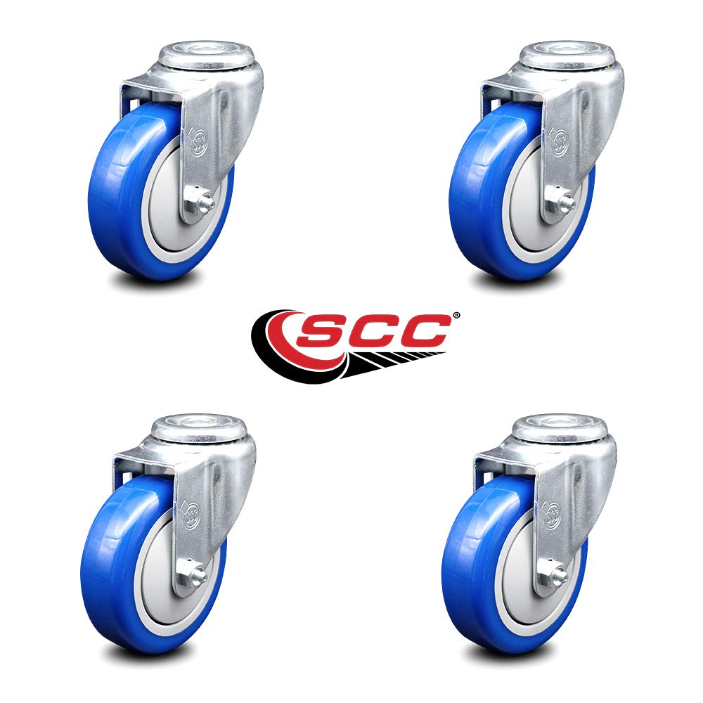 Polyurethane Swivel Bolt Hole Caster Set of 4 w/4