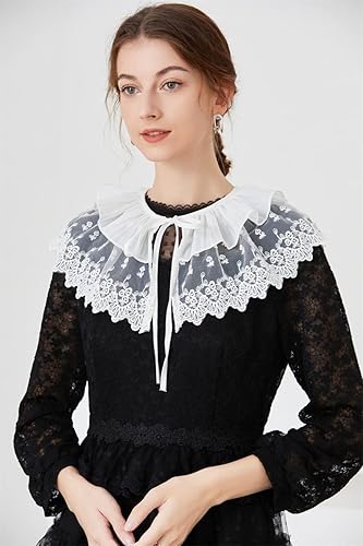 Miniatura 3 de DNLKWGO Blusa de cuello falso de encaje vintage pequeño chal Dickey falso cuello desmontable para mujer