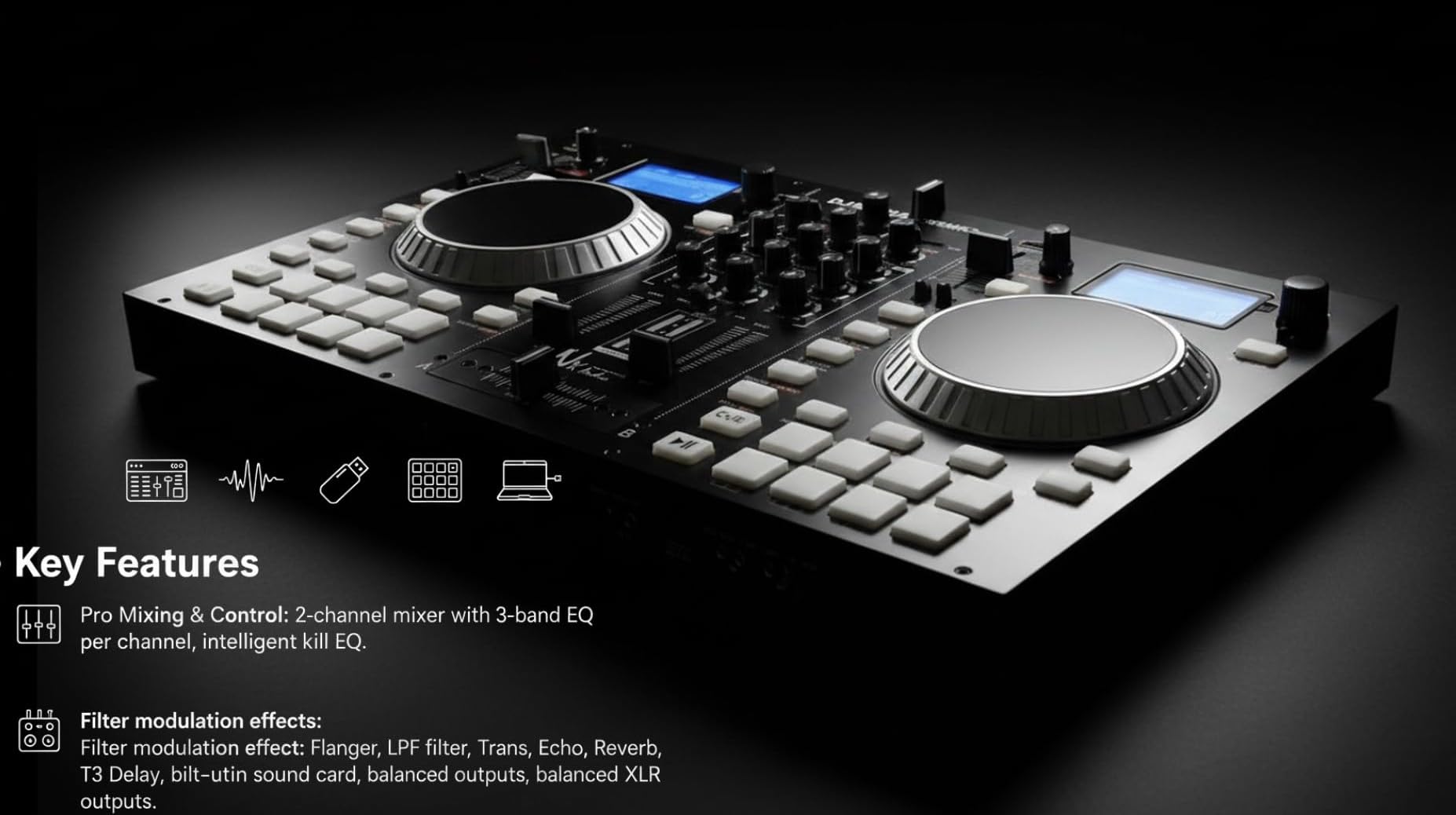 NX Audio DJMEDIA-5000MK2 Professional Dual Channel DJ Mixer with