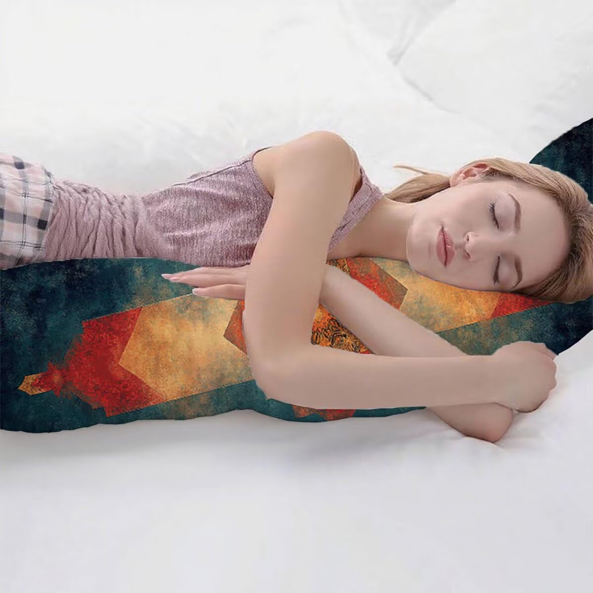 Seitenschläferkissen Bezug Abstrakt Kissenbezug 60 x 180 Schwangerschaftskissen Blau, Leinen Atmungsaktiv und Weich Body Pillow, für Deko Wohnzimmer Sofa Kopfkissenbezug, Geschenke für Fraue T-3993