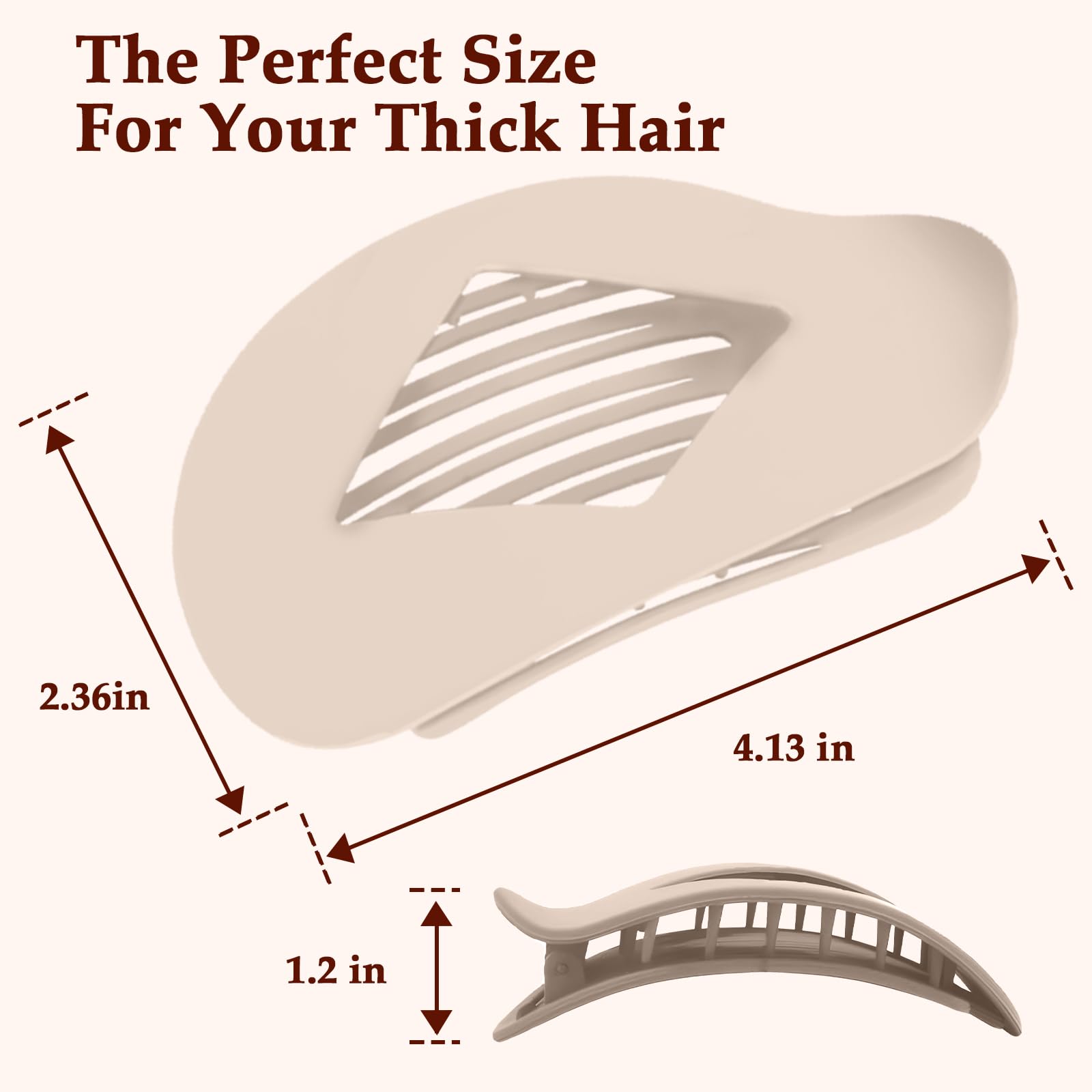 Large 6Pcs flat hair clips for women, Flat Hair Claw Clips Duckbill Accessories Matte Solid Neutral Color - Image 3
